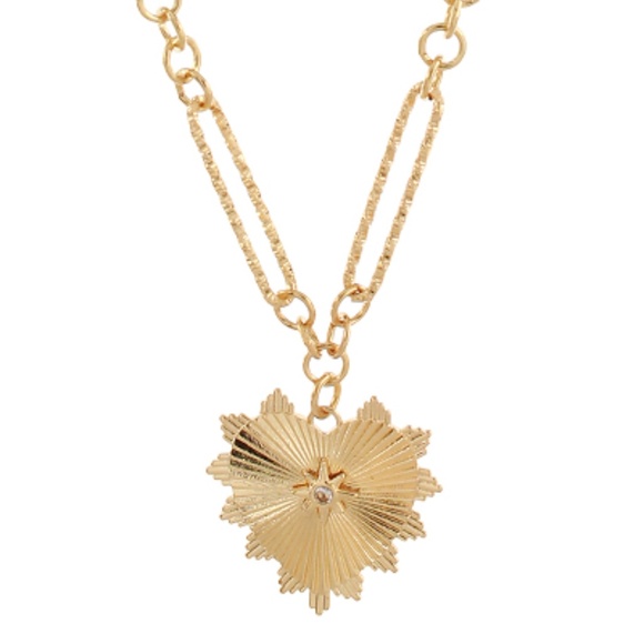 Starburst Heart Pendant Chain Necklace - Picture 2 of 2